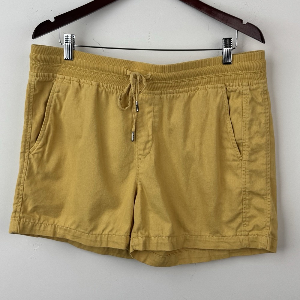 Orvis Shorts Womens L Yellow Classic Collections Adjustable Waist Back Pockets